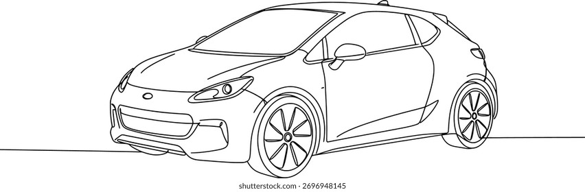 Vetor arte de desenho de arte de linha de um carro hatchback moderno