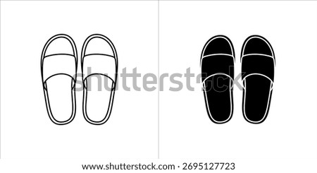 Vector art of line art and filled icon of a pair of slippers