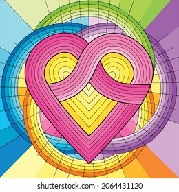 Vector art of line illustration forming a love symbol
