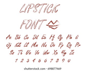 A vector art lipstick red font with numbers on the white background