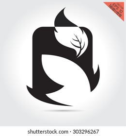 Vector art logo leaves Stylized silhouette of spring leaf isolated on white