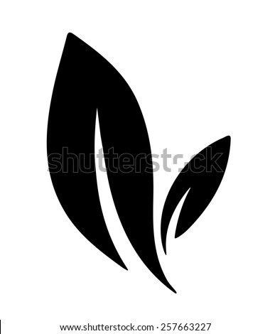 Vector art logo. Stylized silhouette of spring leaf isolated on white