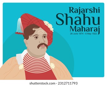 Vektor Art Lokraja Chhatrapati Rajarshi Shahu Maharaj von der Bhonsle-Dynastie Marathas war ein Maharaja des indischen Fürstenstandes Kolhapur in Britisch-Indien; ein echter demokratischer und sozialer Reformer