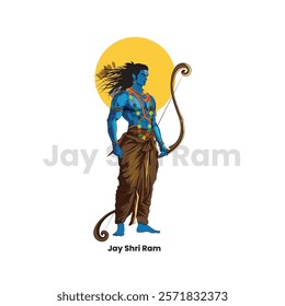 A vector art of Lord Ram, An illustration of Hinduism God Ram, Hindu religion worship vector image