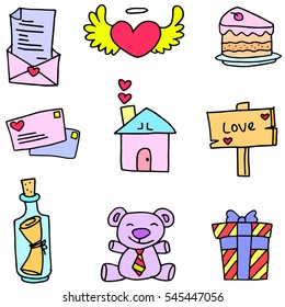 Vector art of love romance doodles