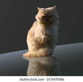 Vektorillustration Art Low-Poly-Illustration einzeln auf beigem Katzenhintergrund im Frühling 
