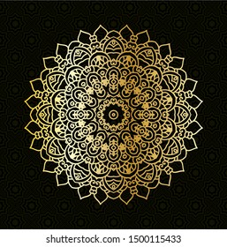 vector art of luxury mandala design background with gold metallic color
