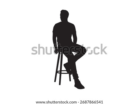 Vector art of man silhouette sitting on a stool