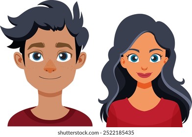 Vetor arte de um homem e mulher sorrindo