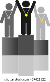 Vector art of medal ceremony on pedestal