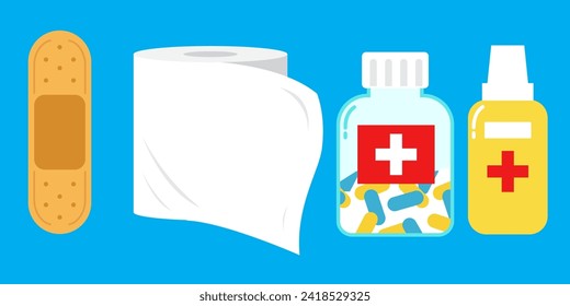 Vector art of medicine and wound plaster, icon and graphic design