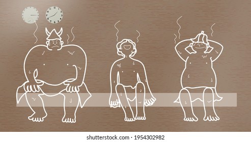 vector art of men in sauna