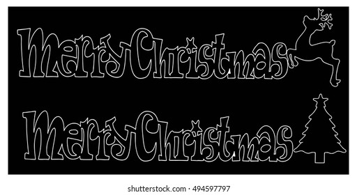 Vector art of Merry Christmas Text with Deer and Tree