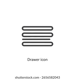 Arte vetorial de um ícone minimalista de linha preta e branca representando um menu de hambúrguer