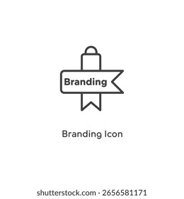 Arte vetorial de um ícone minimalista de arte linear com uma fita com a palavra branding