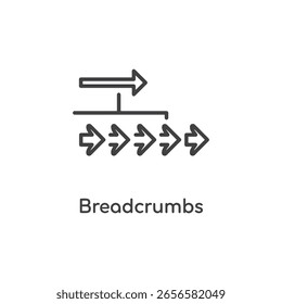 Vector art of a minimalist line art icon illustrating breadcrumbs navigation with