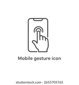 Vektorgrafik einer Handbewegung Symbol einer Hand, die einen Smartphone-Bildschirm berührt