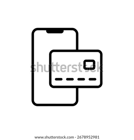 Vector art of mobile payment with credit card concept icon line icon vector illustration