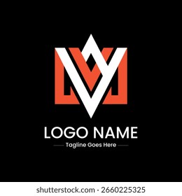 Vector art of modern abstract logo design with letters v and y on black background
