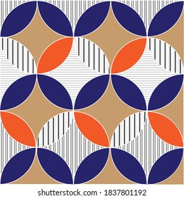 Arte vectorial de un adorno javanés moderno, batik kawung. 
