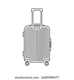 Vector art of modern rolling suitcase, travel luggage, minimalist line art