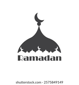 Vector art of a mosque and crescent moon, perfect for capturing the essence of Ramadan theme design. Ideal for Ramadan posts, social media, banners, and festive projects during Islamic fasting month.