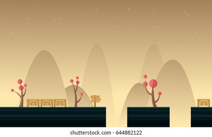 Vector art mountain scenery for game background