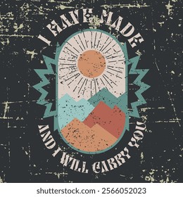 VECTOR ART FOR A MOUNTAINS COLORFUL AND SUN GRUNGE BACKGROUND
