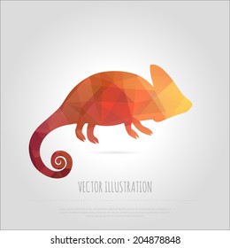 Vector art multicolored polygonal illustration chameleon isolated. Contemporary spectrum creativity mosaic lizard design element. Abstraction animal trendy.