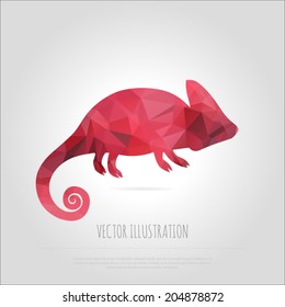 Vector art multicolored polygonal illustration chameleon isolated. Contemporary spectrum creativity mosaic lizard design element. Abstraction animal trendy.