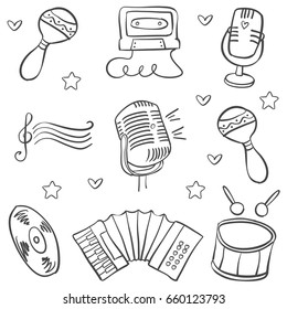 Vector art music object various doodles collection