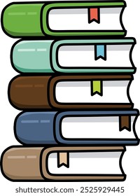 Arte vectorial de montones de libros ordenados cuidadosamente para fines de educación y aprendizaje escolar.
