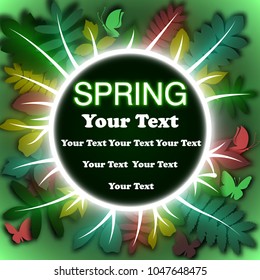 Vector art with   neon tubes. Vector illustration. Abstract logo. Isolated icon of Spring. 10 EPS