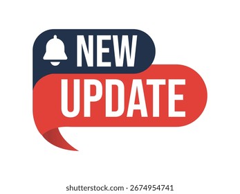 Arte vectorial del nuevo Actualizar con campana y mensaje de texto. nuevo Actualizar mensaje Anuncio de notificación. Ilustración vectorial