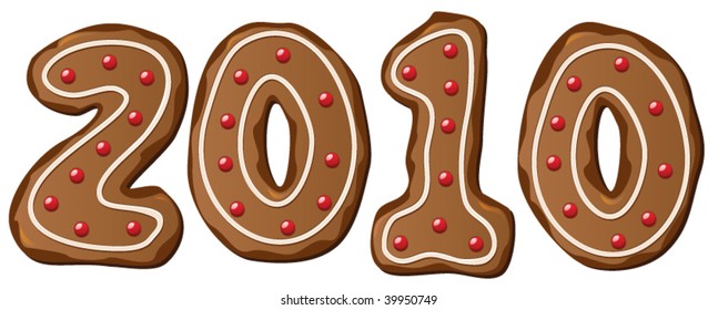 vector art of new year gingerbread cookies with spices and icing