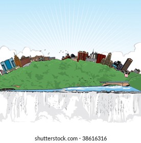 Vector art of Niagara Falls and Buffalo, New York.