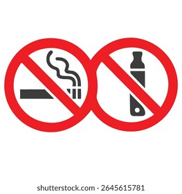 Vector art of no smoking and vaping sign isolated on white background