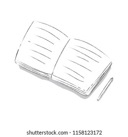 Vector art notebook and pen doodle line art 