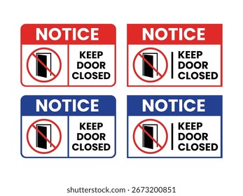 Arte vectorial de aviso para mantener la puerta cerrada por seguridad. Keed puerta cerrada símbolo de advertencia