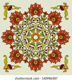 Vector art nouveau decorative flowers