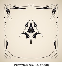 Vector art nouveau floral elements for print and design.