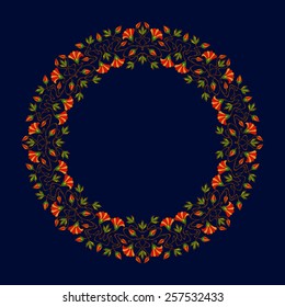 Vector art nouveau floral round frames with space for text.