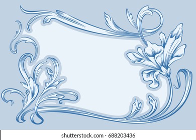 Vector art nouveau frame for design invitation card, packing, booklet, print.