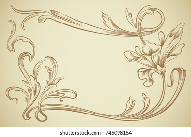 Vector art nouveau frame for design invitation card, packing, booklet, print.