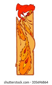 vector art nouveau frame with firebird (phoenix)