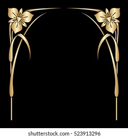 Vector art nouveau invitation card with space for text.