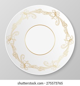 Vector art nouveau iris ornament for decorative plate.
