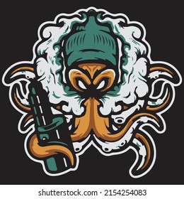 Vector art with a octopus made for t shirt design,  logo design. 