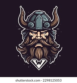 Vector Art of Odin Viking with Helmet