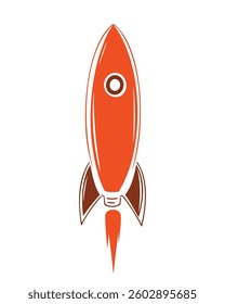 Vector art of an orange and brown Rocketship icon illustration